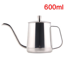 Load image into Gallery viewer, Drip Kettle 350ml 600ml Coffee Tea Pot Teflon Non-Stick Food Grade Stainless Steel Gooseneck Drip Kettle Swan Neck Thin Mouth
